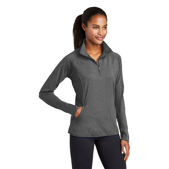  SPORT-TEK Women's Sport Wick Stretch 1/2 Zip Pullover XS  Charcoal Grey : Clothing, Shoes & Jewelry